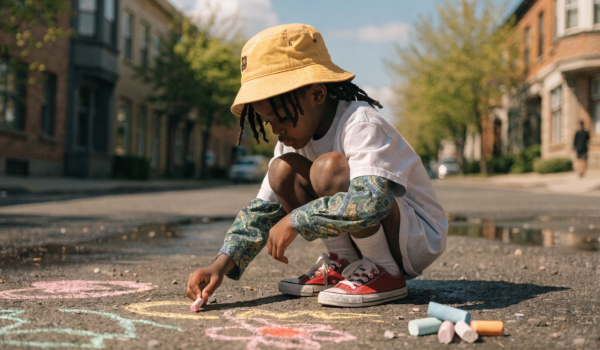 a-child-drawing-colorful-pictures-with-chalk-on-a-