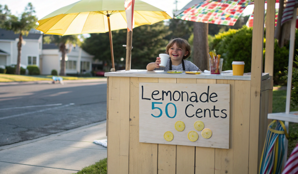 a-child-running-a-small-lemonade-stand-with-a-home
