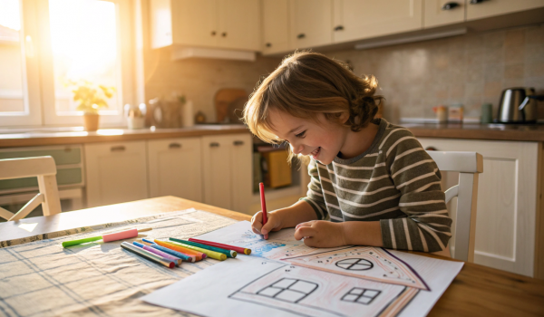 a-child-sitting-at-the-kitchen-table-with-crayons-