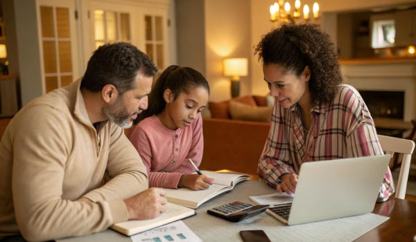a-family-discussing-future-financial-plans-around-