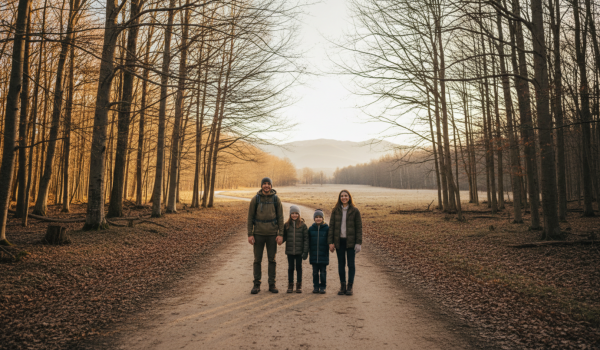 a-family--front-facing--hiking-a-winter-trail-with