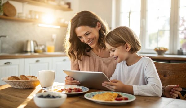 a-mom-and-child-doing-grocery-shopping-online-on-a