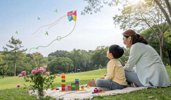 a-parent-and-child-in-a-lush-park-setting--sitting-4