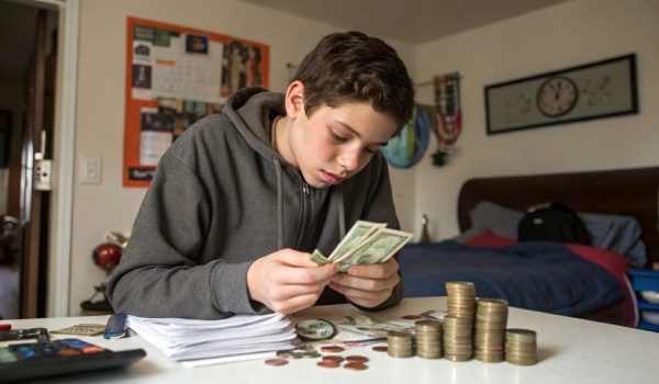 a-teenager-counting-coins-and-bills-in-his-room-