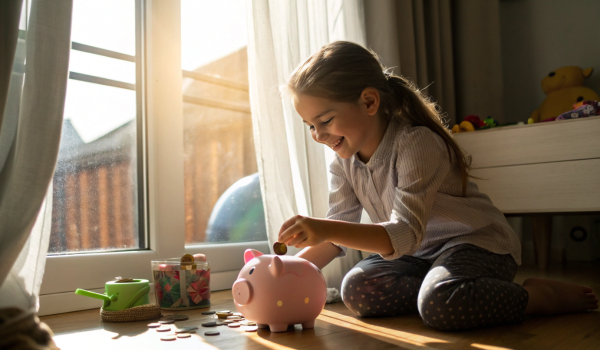 a-young-girl-proudly-putting-coins-into-her-piggy-