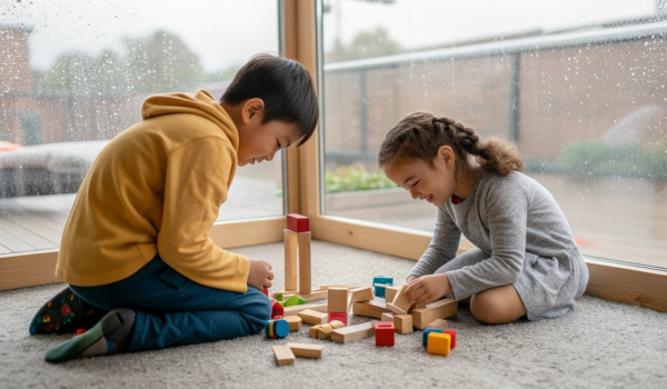 asian-siblings-building-with-wooden-blocks-on-the-