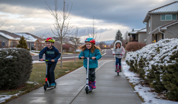 kids-racing-scooters-in-a-quiet-neighborhood-on-a-