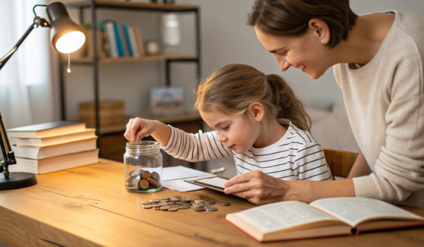 parent-teaching-a-child-how-to-count-coins-into-a-