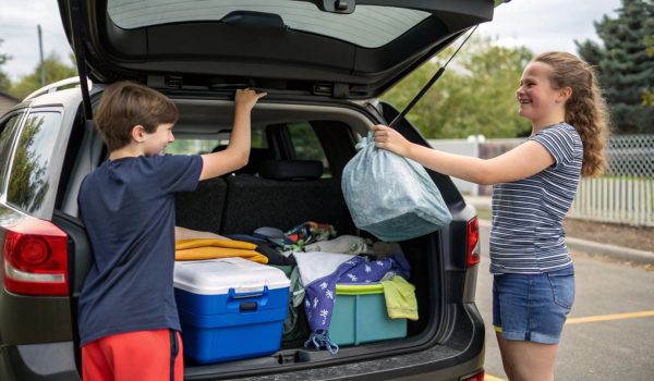 siblings-helping-clean-out-the-car-trunk-before-a-